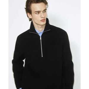 COS Relaxed-Fit Half-Zip Black Sweater SZ L  #2598